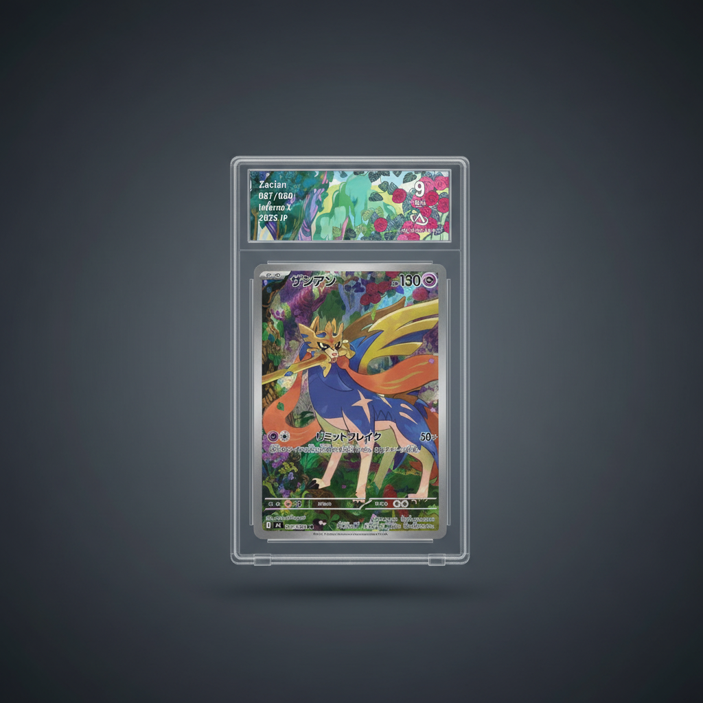 Zacian AR 087/080 Inferno X 2025 JP CollectAura 9 - fond ardoise
